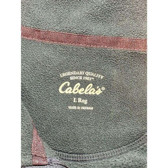 Cabela's 1/4 Zip Fleece Jacket Men's L Green Pullover Polyester Sweater - Picture 2 of 6